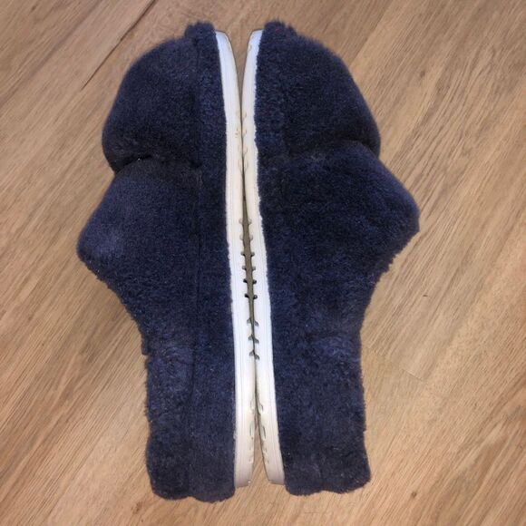 UGG FLUFF YOU IT YEAH SHEEPSKIN SHEARLING FUR BLUE SLIDES SLIPPERS MENS SIZE 11